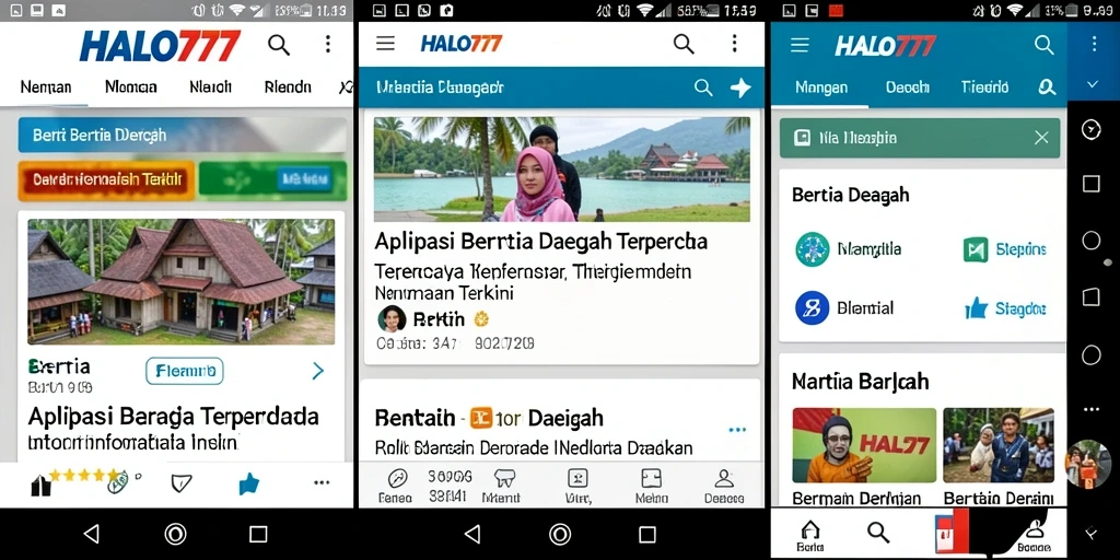 Antarmuka menarik dari aplikasi HALO777 untuk berita daerah.