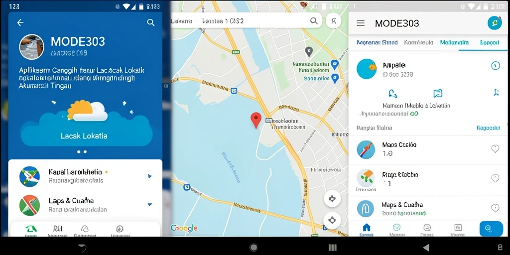 Tampilan antarmuka aplikasi MODE303 untuk pelacakan lokasi.