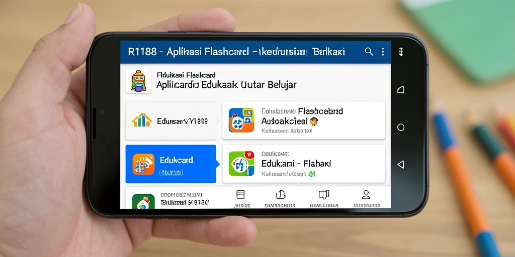 Tampilan antarmuka aplikasi Flashcard RI188 yang interaktif.