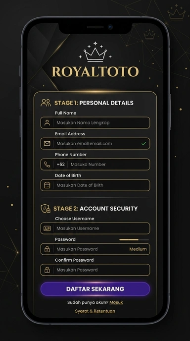 Langkah mudah buat akun baru royaltoto di Android